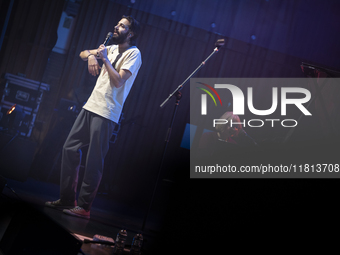 Portuguese singer-songwriter Salvador Sobral performs in the Sugia room at Casa da Musica in Porto, Portugal, on November 26, 2024. (