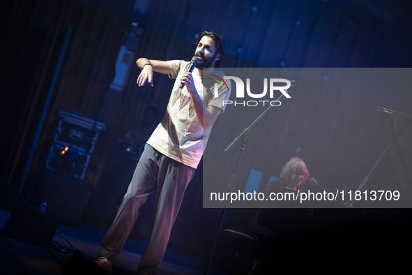 Portuguese singer-songwriter Salvador Sobral performs in the Sugia room at Casa da Musica in Porto, Portugal, on November 26, 2024. 