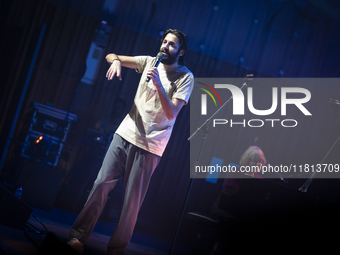 Portuguese singer-songwriter Salvador Sobral performs in the Sugia room at Casa da Musica in Porto, Portugal, on November 26, 2024. (