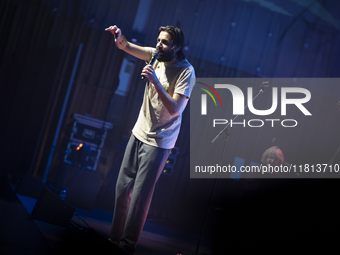 Portuguese singer-songwriter Salvador Sobral performs in the Sugia room at Casa da Musica in Porto, Portugal, on November 26, 2024. (