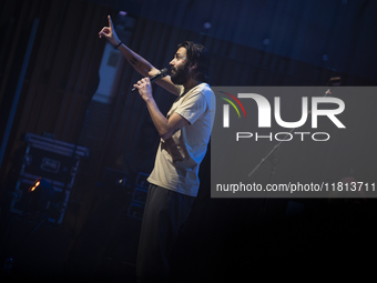 Portuguese singer-songwriter Salvador Sobral performs in the Sugia room at Casa da Musica in Porto, Portugal, on November 26, 2024. (