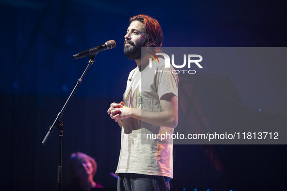 Portuguese singer-songwriter Salvador Sobral performs in the Sugia room at Casa da Musica in Porto, Portugal, on November 26, 2024. 