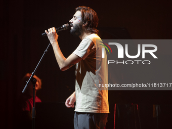 Portuguese singer-songwriter Salvador Sobral performs in the Sugia room at Casa da Musica in Porto, Portugal, on November 26, 2024. (