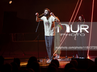 Portuguese singer-songwriter Salvador Sobral performs in the Sugia room at Casa da Musica in Porto, Portugal, on November 26, 2024. (