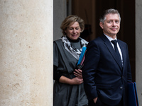 Gil Averous, Minister of Sport, is at the Elysee for the Council of Ministers. Beyond him is Nathalie Delattre, Minister of Relations with P...