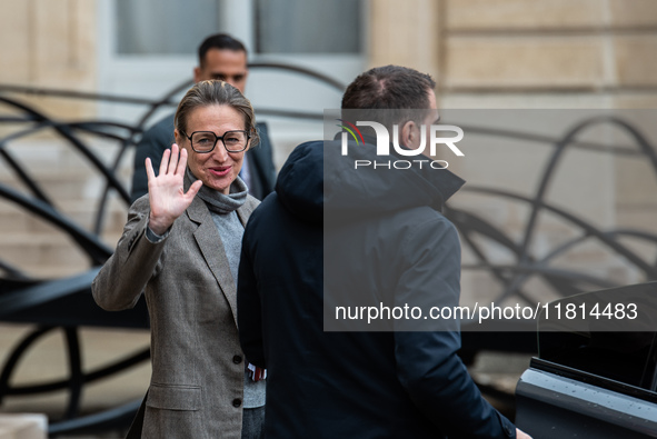 Astrid Panosyan-Bouvet, Minister of Labor, stands at the exit of the Council of Ministers in Paris, France, on November 27, 2024. 