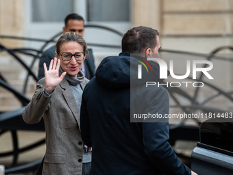 Astrid Panosyan-Bouvet, Minister of Labor, stands at the exit of the Council of Ministers in Paris, France, on November 27, 2024. (