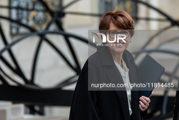 Annie Genevard, Minister for Agriculture, Food Sovereignty and Forestry, is at the Elysee Palace for the Council of Ministers in Paris, Fran...