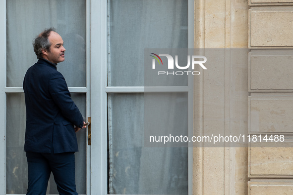 Elysee Director of Communication Jonathan Guemas exits the Council of Ministers in Paris, France, on November 27, 2024. 