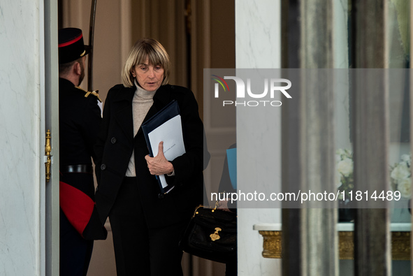 Valerie Letard, Minister for Housing and Urban Renewal, is at the Elysee Palace for the Council of Ministers in Paris, France, on November 2...