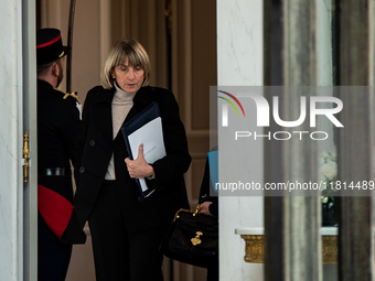 Valerie Letard, Minister for Housing and Urban Renewal, is at the Elysee Palace for the Council of Ministers in Paris, France, on November 2...