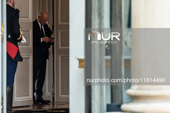 Didier Migaud, Minister of Justice, is at the Elysee Palace for the Council of Ministers in Paris, France, on November 27, 2024. 