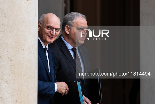 Didier Migaud, Minister of Justice, and Francois-Noel Buffet, Minister attached to the Prime Minister responsible for Overseas France, are a...