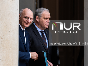 Didier Migaud, Minister of Justice, and Francois-Noel Buffet, Minister attached to the Prime Minister responsible for Overseas France, are a...