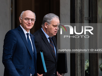 Didier Migaud, Minister of Justice, and Francois-Noel Buffet, Minister attached to the Prime Minister responsible for Overseas France, are a...