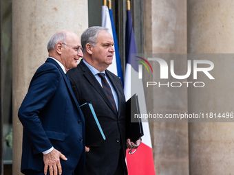 Didier Migaud, Minister of Justice, and Francois-Noel Buffet, Minister attached to the Prime Minister responsible for Overseas France, are a...