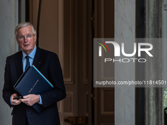 Prime Minister Michel Barnier is at the Elysee Palace for the Council of Ministers in Paris, France, on November 27, 2024. (