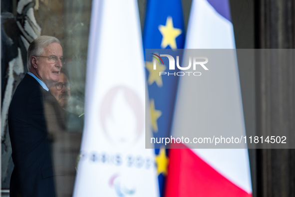 Prime Minister Michel Barnier is at the Elysee Palace for the Council of Ministers in Paris, France, on November 27, 2024. 