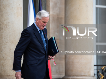 Prime Minister Michel Barnier is at the Elysee Palace for the Council of Ministers in Paris, France, on November 27, 2024. (