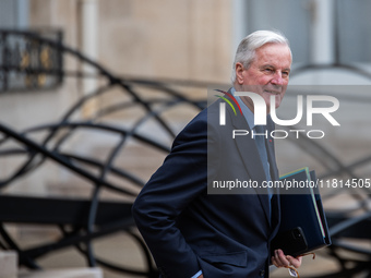 Prime Minister Michel Barnier is at the Elysee Palace for the Council of Ministers in Paris, France, on November 27, 2024. (