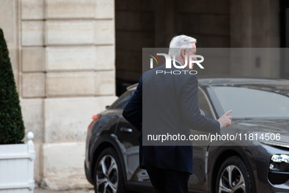 Prime Minister Michel Barnier is at the Elysee Palace for the Council of Ministers in Paris, France, on November 27, 2024. 