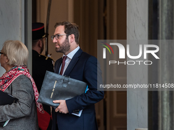 Antoine Armand, Minister for the Economy, Finance and Industry, is at the Elysee Palace for the Council of Ministers in Paris, France, on No...