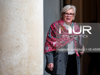 Catherine Vautrin, Minister for Partnerships with the Territories and Decentralisation, is at the Elysee Palace for the Council of Ministers...