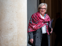 Catherine Vautrin, Minister for Partnerships with the Territories and Decentralisation, is at the Elysee Palace for the Council of Ministers...