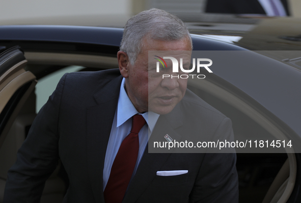 Jordan's King Abdullah II bin al-Hussein arrives at the Presidential palace for a meeting with Cyprus' President Nikos Christodoulides and t...