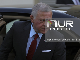 Jordan's King Abdullah II bin al-Hussein arrives at the Presidential palace for a meeting with Cyprus' President Nikos Christodoulides and t...