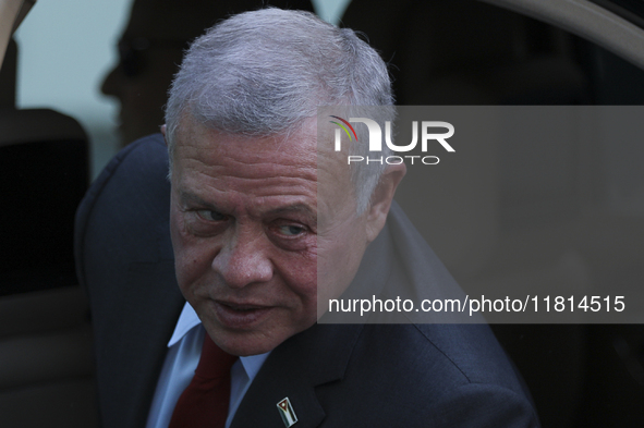 Jordan's King Abdullah II bin al-Hussein arrives at the Presidential palace for a meeting with Cyprus' President Nikos Christodoulides and t...