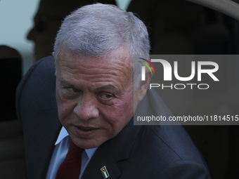 Jordan's King Abdullah II bin al-Hussein arrives at the Presidential palace for a meeting with Cyprus' President Nikos Christodoulides and t...