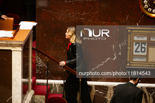 Yael Braun-Pivet, president of the French National Assembly, is seen during the session of questions to the government at the National Assem...