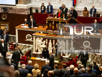 Yael Braun-Pivet, president of the French National Assembly, is seen during the session of questions to the government at the National Assem...