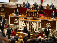 Yael Braun-Pivet, president of the French National Assembly, is seen during the session of questions to the government at the National Assem...