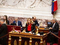 Yael Braun-Pivet, president of the French National Assembly, is seen during the session of questions to the government at the National Assem...