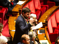 Vincent Jeanbrun, deputy of the Droite et Republicaine group, speaks during the questions to the government session at the National Assembly...