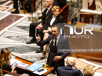 Bruno Retailleau, Minister for the Interior, speaks during the questions to the government session at the National Assembly in Paris, France...