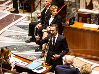 Bruno Retailleau, Minister for the Interior, speaks during the questions to the government session at the National Assembly in Paris, France...