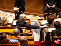 French Prime Minister Michel Barnier is seen during the questions to the government session at the National Assembly in Paris, France, on No...