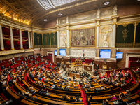 A general view of the National Assembly during the session of questions to the government in Paris, France, on November 26, 2024. (