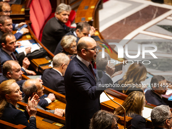 Ludovic Mendes, deputy of the Ensemble pour la Republique group, speaks during questions to the French government at the National Assembly i...