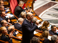 Ludovic Mendes, deputy of the Ensemble pour la Republique group, speaks during questions to the French government at the National Assembly i...