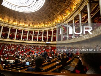 A general view of the National Assembly during the session of questions to the government in Paris, France, on November 26, 2024. (