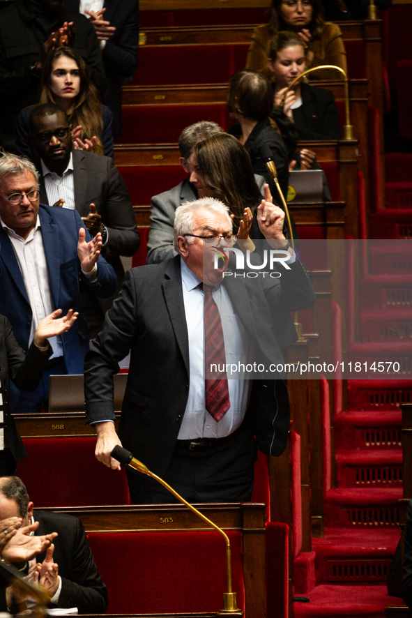 In Paris, France, on November 26, 2024, Andre Chassaigne, deputy and president of the Gauche democrate et republicaine, member of the NFP, s...