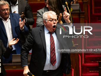 In Paris, France, on November 26, 2024, Andre Chassaigne, deputy and president of the Gauche democrate et republicaine, member of the NFP, s...