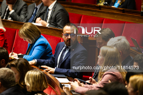 Yannick Neuder, deputy of the Droite et Republicaine group, is seen during the questions to the French government session at the National As...