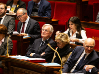 In Paris, France, on November 26, 2024, French Prime Minister Michel Barnier is seen during the questions to the government session at the N...