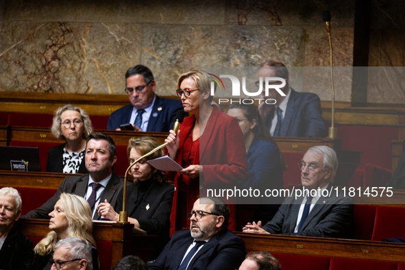 Veronique Riotton, deputy of the Ensemble pour la Republique group, speaks during the questions to the French government session at the Nati...