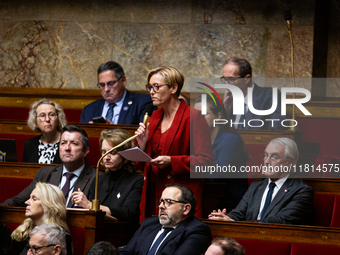 Veronique Riotton, deputy of the Ensemble pour la Republique group, speaks during the questions to the French government session at the Nati...